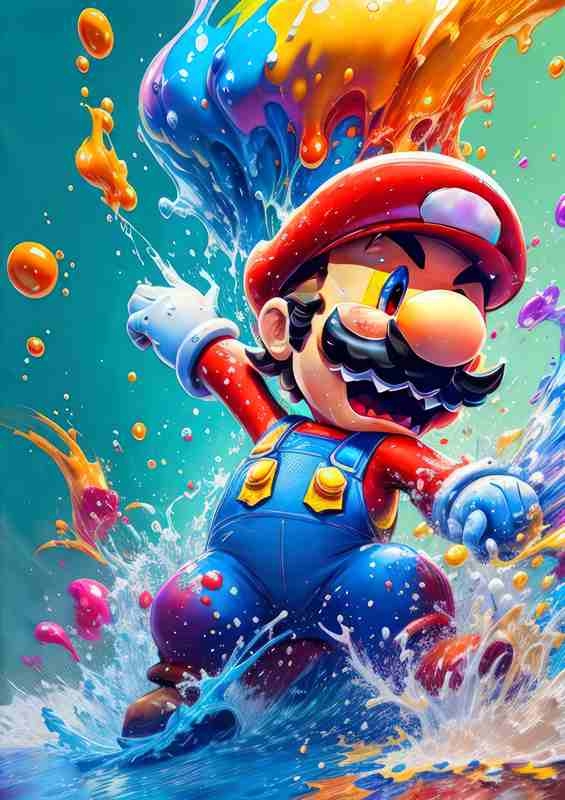 Mario splash art amazing colours | Poster