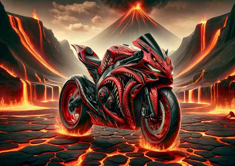 Dragon Fury Fiery Red Superbike Design | Canvas
