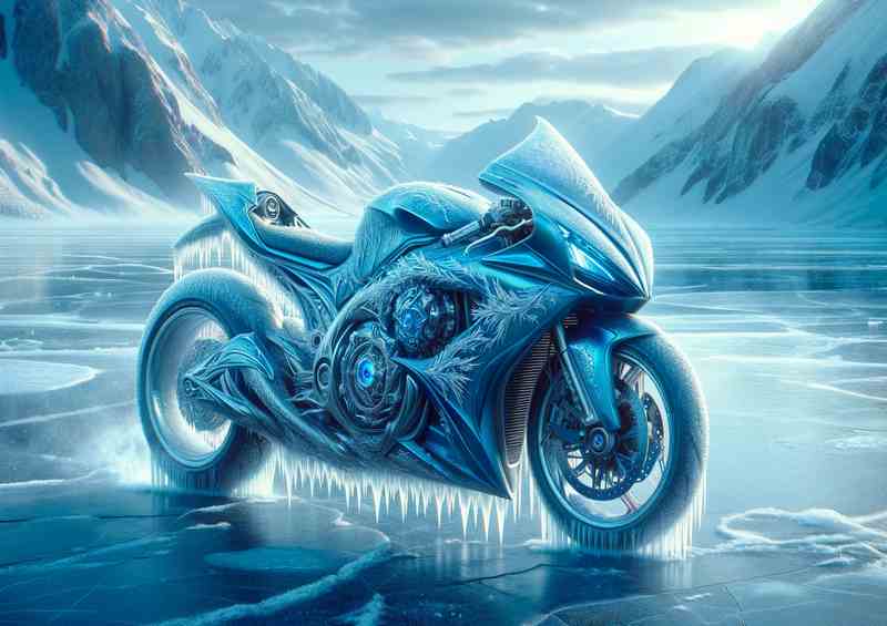 Ice Dragon Essence Sleek Blue Superbike | Metal Poster