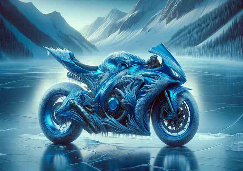 Ice Dragon Sleek Blue Superbike | Canvas
