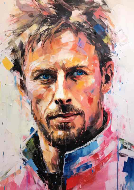 Jenson Button Abstract F1 Portrait Poster