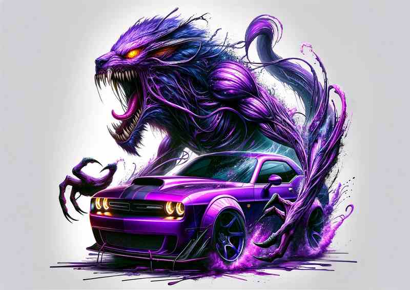 Beast Fusion Purple Muscle Car Art Canvas