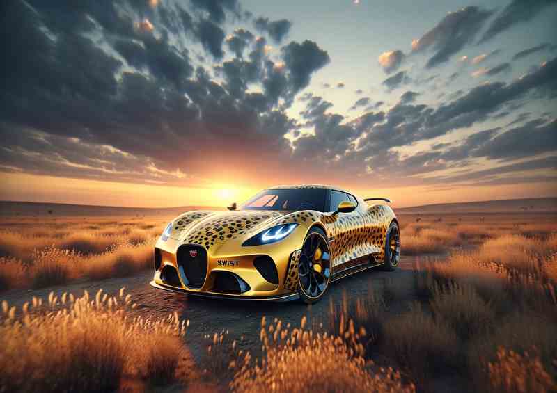 Cheetah Agile Yellow Sports Car | Metal Poster