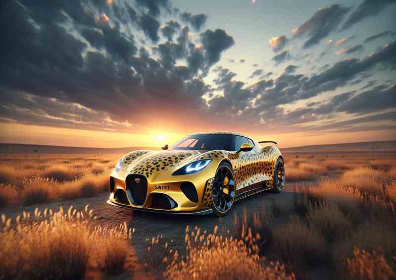 Cheetah Yellow Agile Sports Car Poster