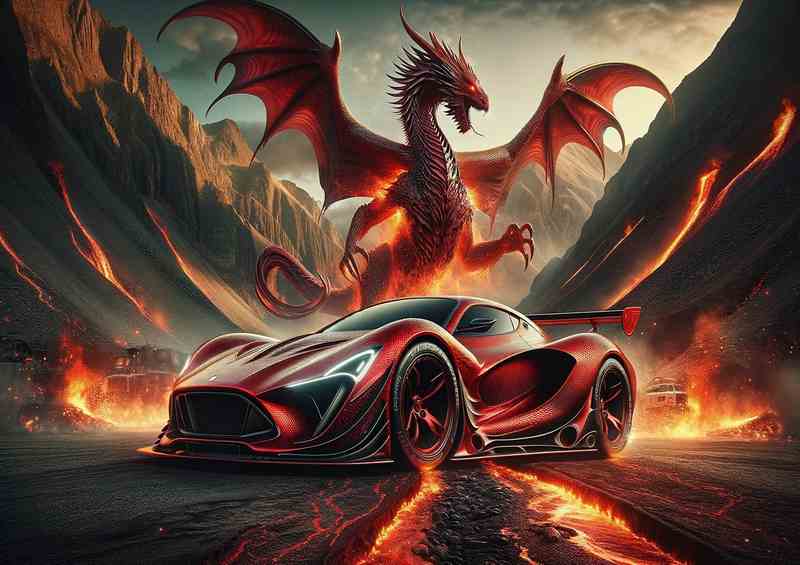 Dragon Essence Red Sports Car | Poster