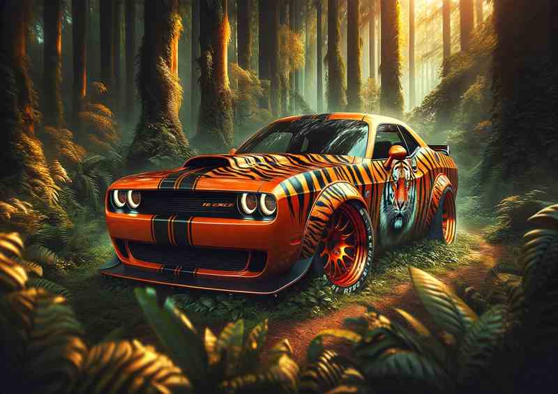 Fierce Tiger Spirit Orange Muscle Car | Canvas