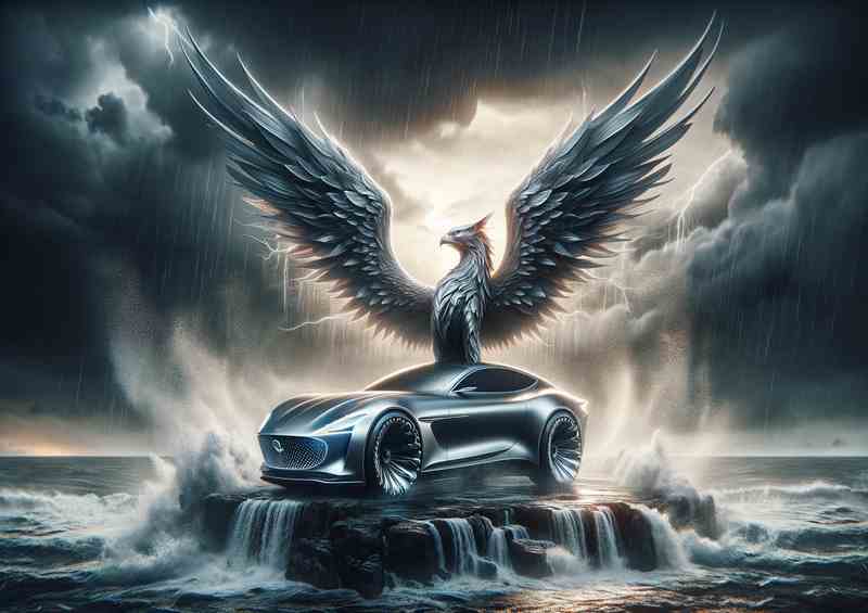 Mystical Griffin Silver Concept Metal Poster