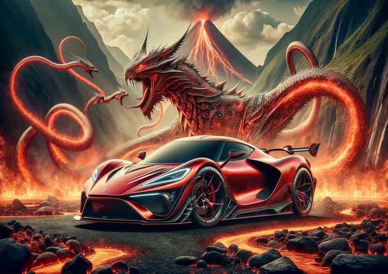 Myth Dragon Essence Red Sports Car Poster