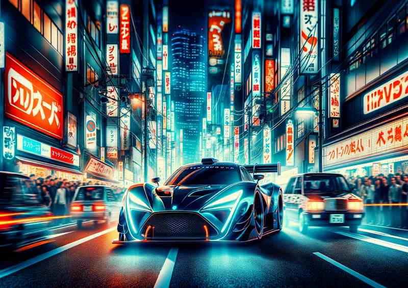 Performance Car Racing through Tokyo Streets at Night | Poster