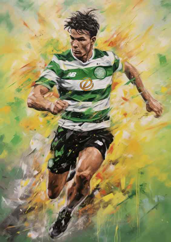 Kieran Tierney Footballer in the style of splash art | Poster