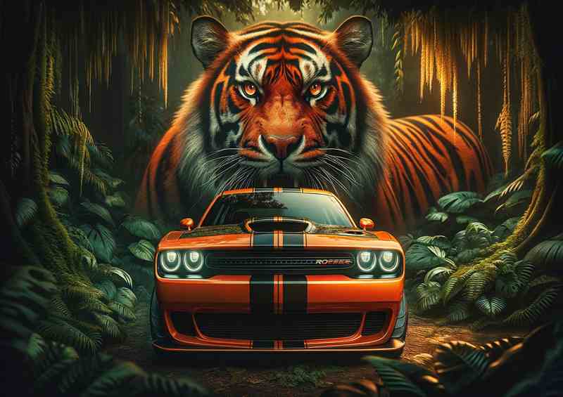 Tiger Spirit Orange Muscle Car | Poster