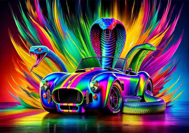 Vibrant Cobra Car and Serpent Display brightly colored | Poster