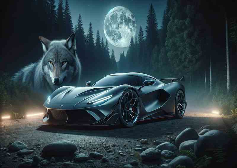 Wolf Sleek Grey Sports Car | Canvas