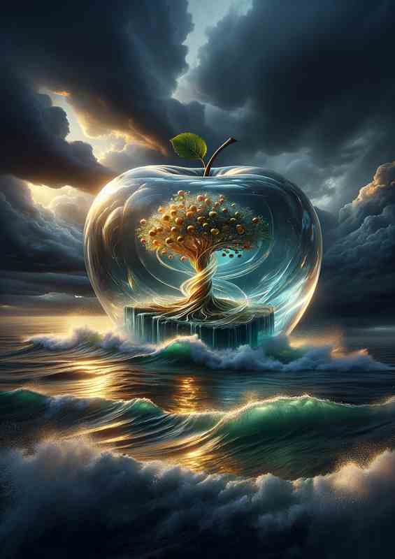 Fantasy Glass Apple Oceanic Tree Design | Poster