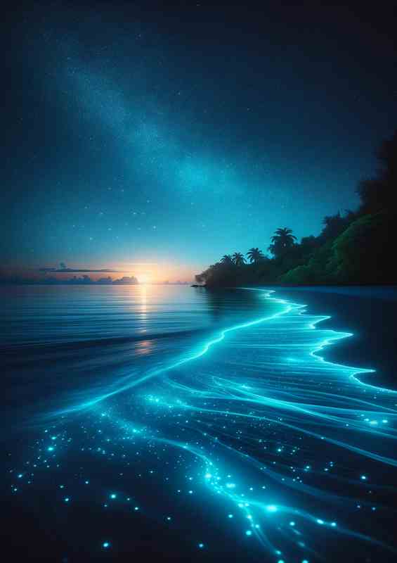 Gleaming Bioluminescent Bay | Canvas