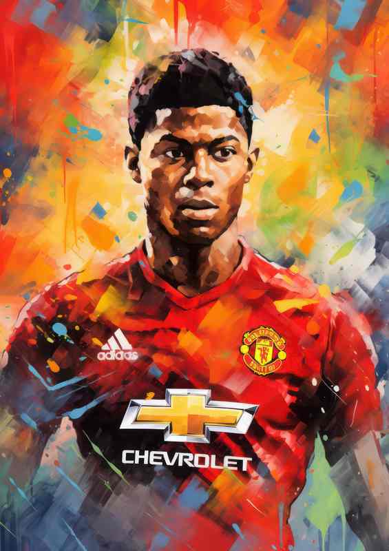 Marcus Rashford Footballer painted art style | Poster