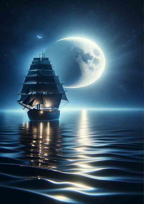 Silent Navigator, Moons Reflection Journey | Poster