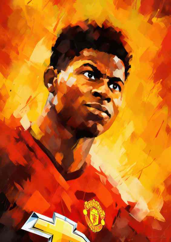 Marcus Rashford Footballer painted style | Metal Poster