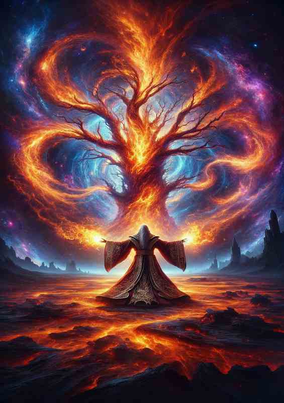 Ancient Mage Conjuring Primordial Flames | Di-Bond