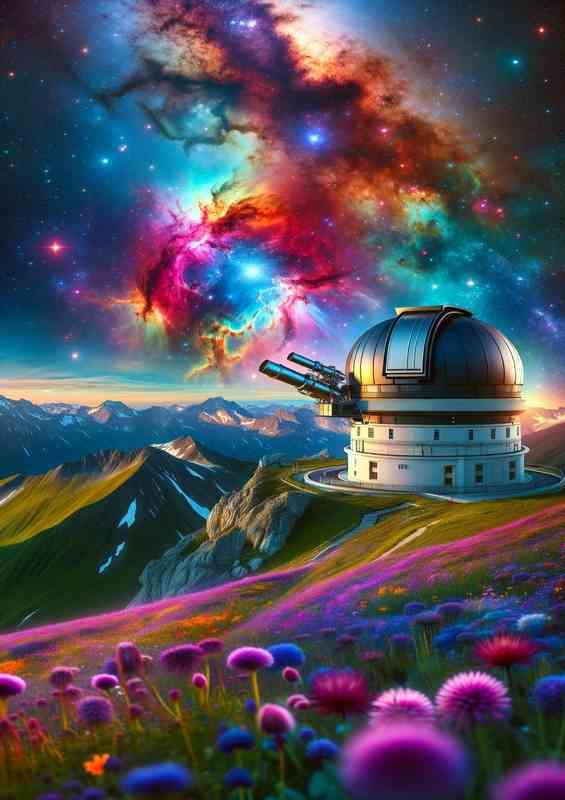Vibrant Nebula Observatory on Mountain Peak | NebulaView