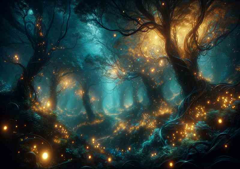 Enchanted Forest Illuminated by Lights | Di-Bond