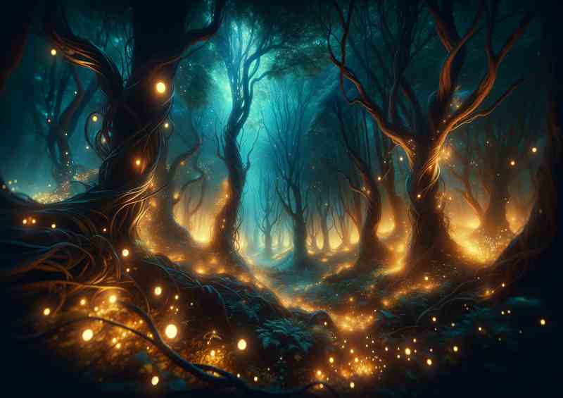 Enchanted Forest Illuminated by Mystic Lights | Di-Bond
