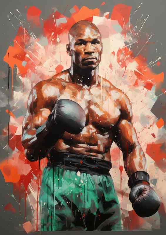 Mike Tyson wearing boxing gloves painted style art | Canvas