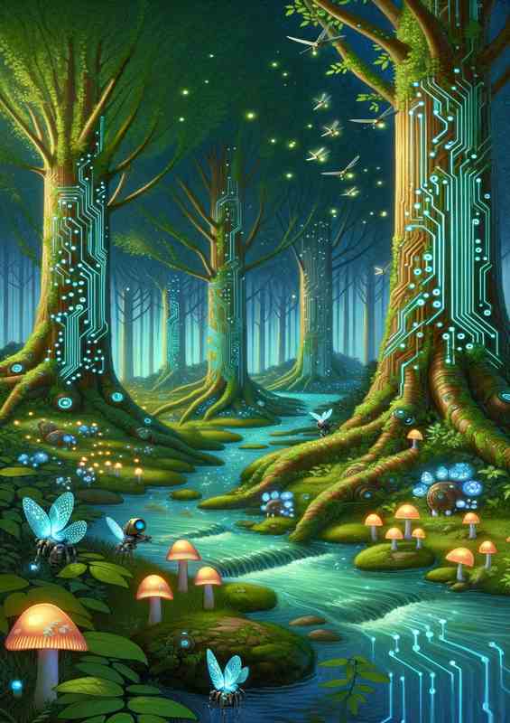 A whimsical cybernetic forest | Poster
