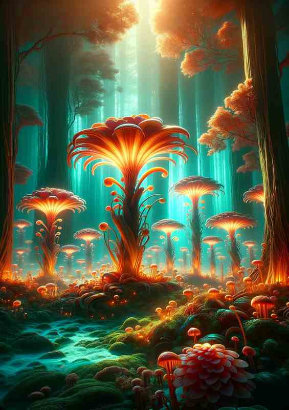 Enchanted Forest with Luminescent Alien Flora | Canvas
