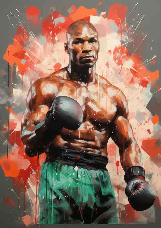 Mike Tyson wearing boxing gloves painted style art | Poster