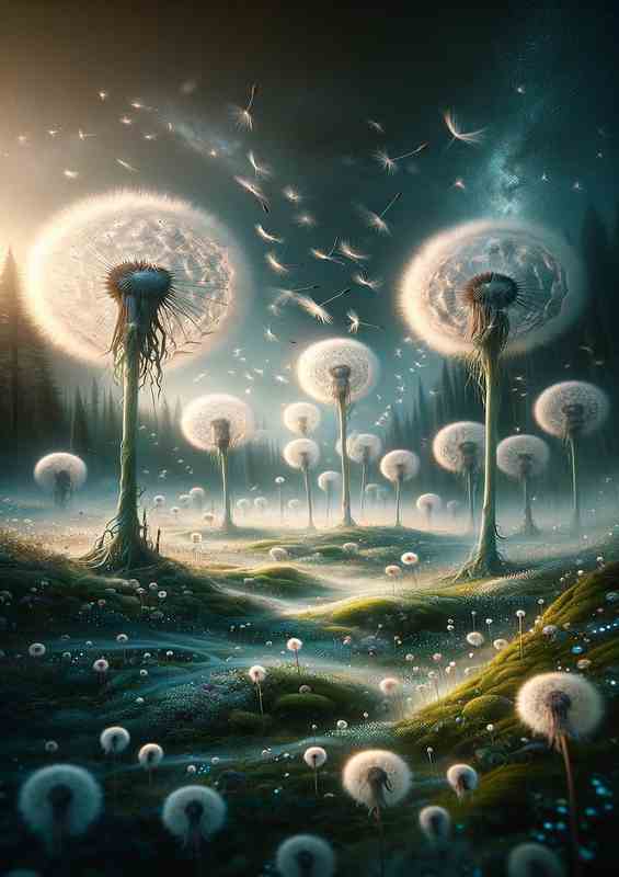 Ethereal Dandelion Clock Realm measured by the seeds | Canvas