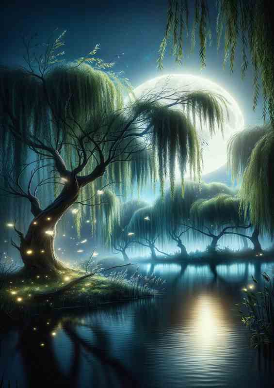 Whispering Willows by Moonlight | Di-Bond
