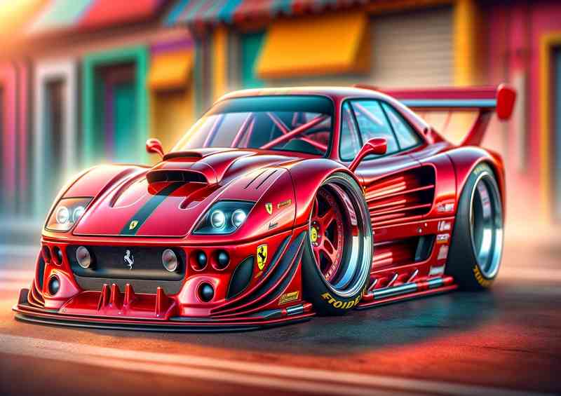 Ferrari street racing car with extremely exaggerated features | Poster