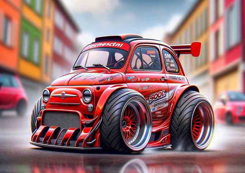Fiat street racing car with extremely exaggerated features | Canvas