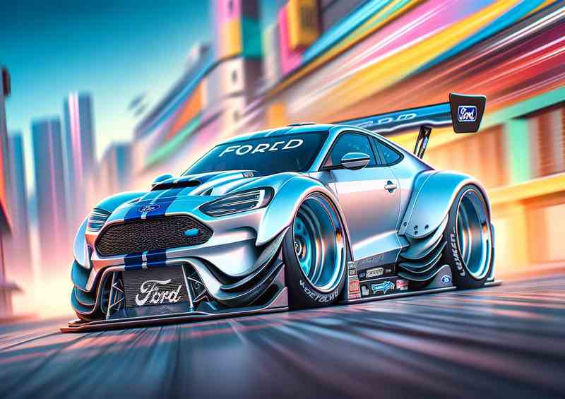 Ford street racing car with extremely exaggerated features | Canvas
