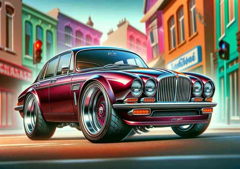 Jaguar XJ6 Mk1 luxury car with extremely exaggerated features | Canvas