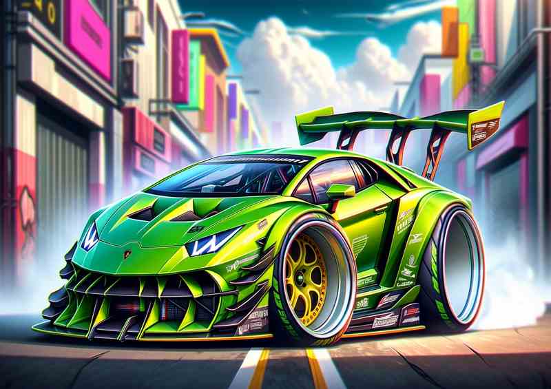 Lambo Street Racer | Exaggerated Metal Poster