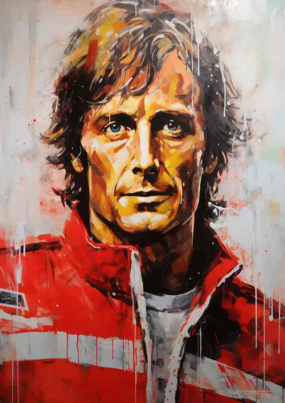 Niki Lauda Formula one racing driver portrait | Metal Poster