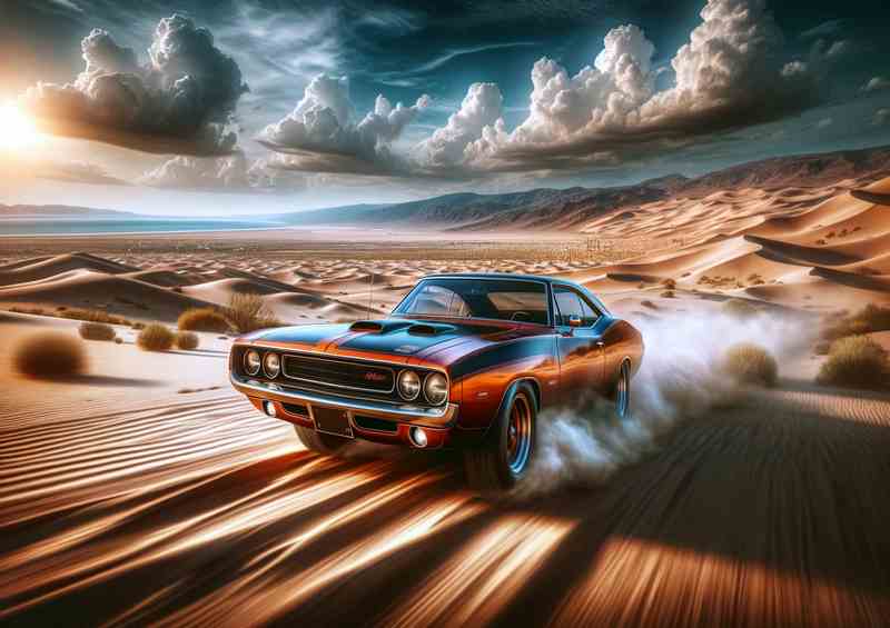 Muscle Car Roaring through Desert Landscape | Canvas