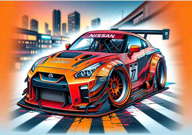 Nissan street racing car with oversized features | Poster