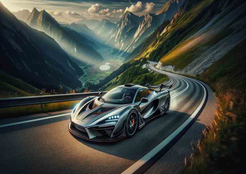 Sleek Supercar Mountain Road | Poster