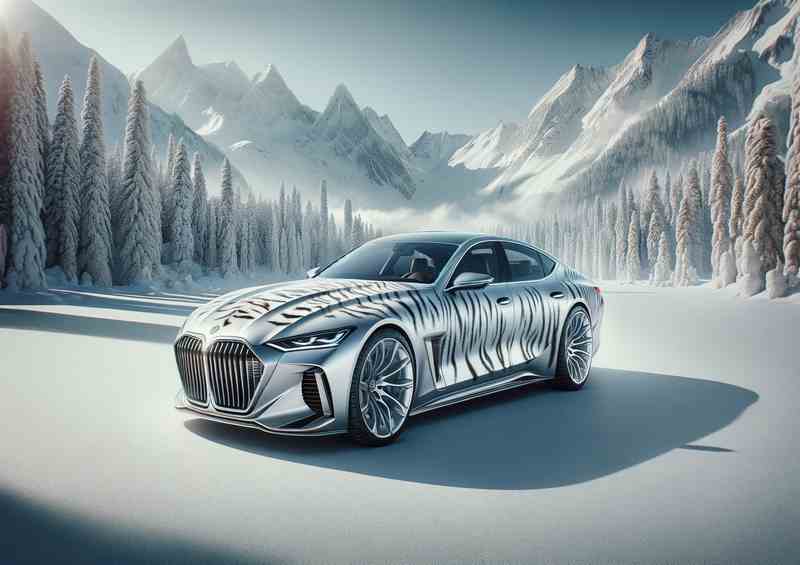 White Tiger Essence Sleek Silver Car | Poster