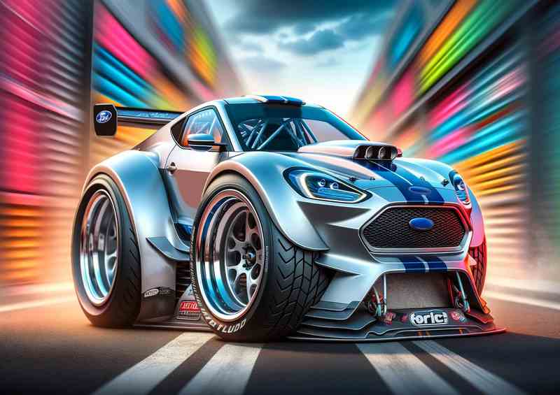 a Ford street racing car with extremely exaggerated features | Poster