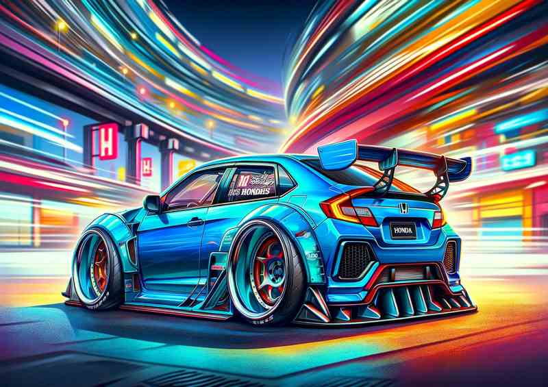 a Honda street racing car with extremely exaggerated features | Poster