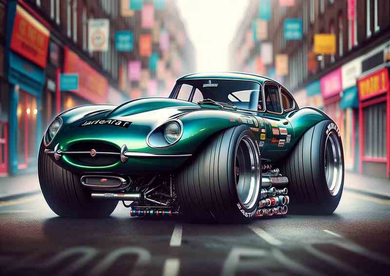 Extravaganza Jaguar E Type Racing Car Metal Poster