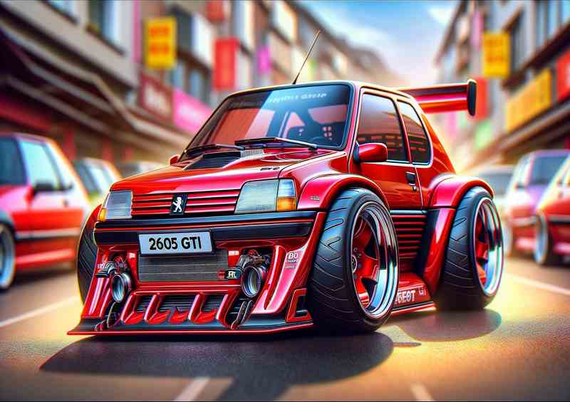 Peug 205 GTi Racer | Exaggerated Features Metal Poster