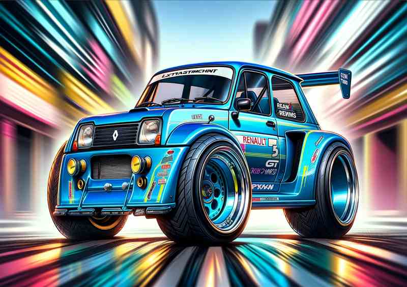 Renault 5 GT Turbo Street Racer Metal Poster