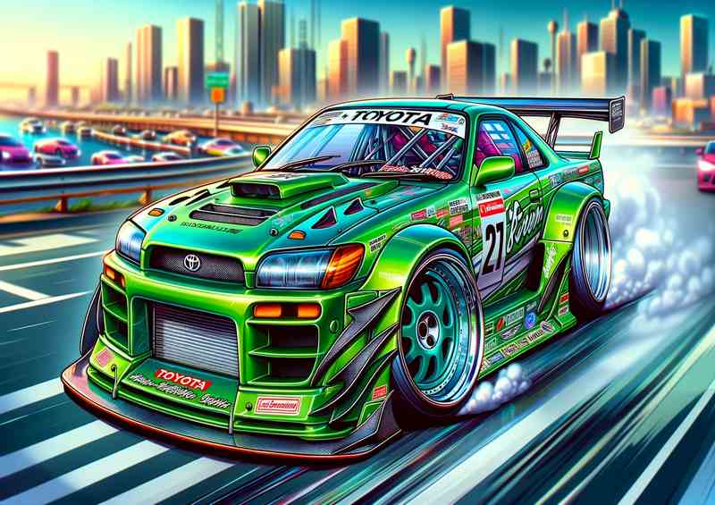 a Toyota street racing car with oversized features | Poster