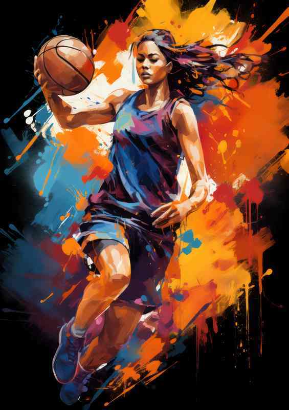 The Lady art of basketball on the wall | Di-Bond