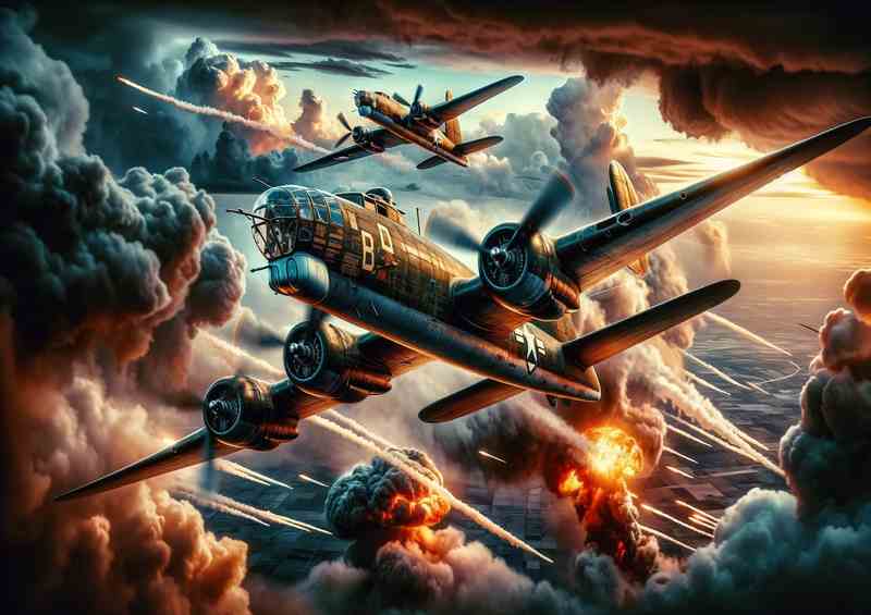 Bombers in Sky Combat Poster
